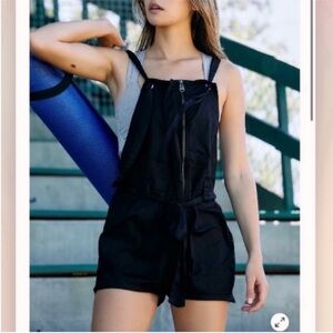 NWT Free People FP Movement Island Bound Onesie Romper in Black